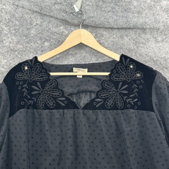 Style & Co Top Womens Plus 4X Black Sheer Velvet Boho Flowy Tunic Whimsigoth NEW - Picture 3 of 11